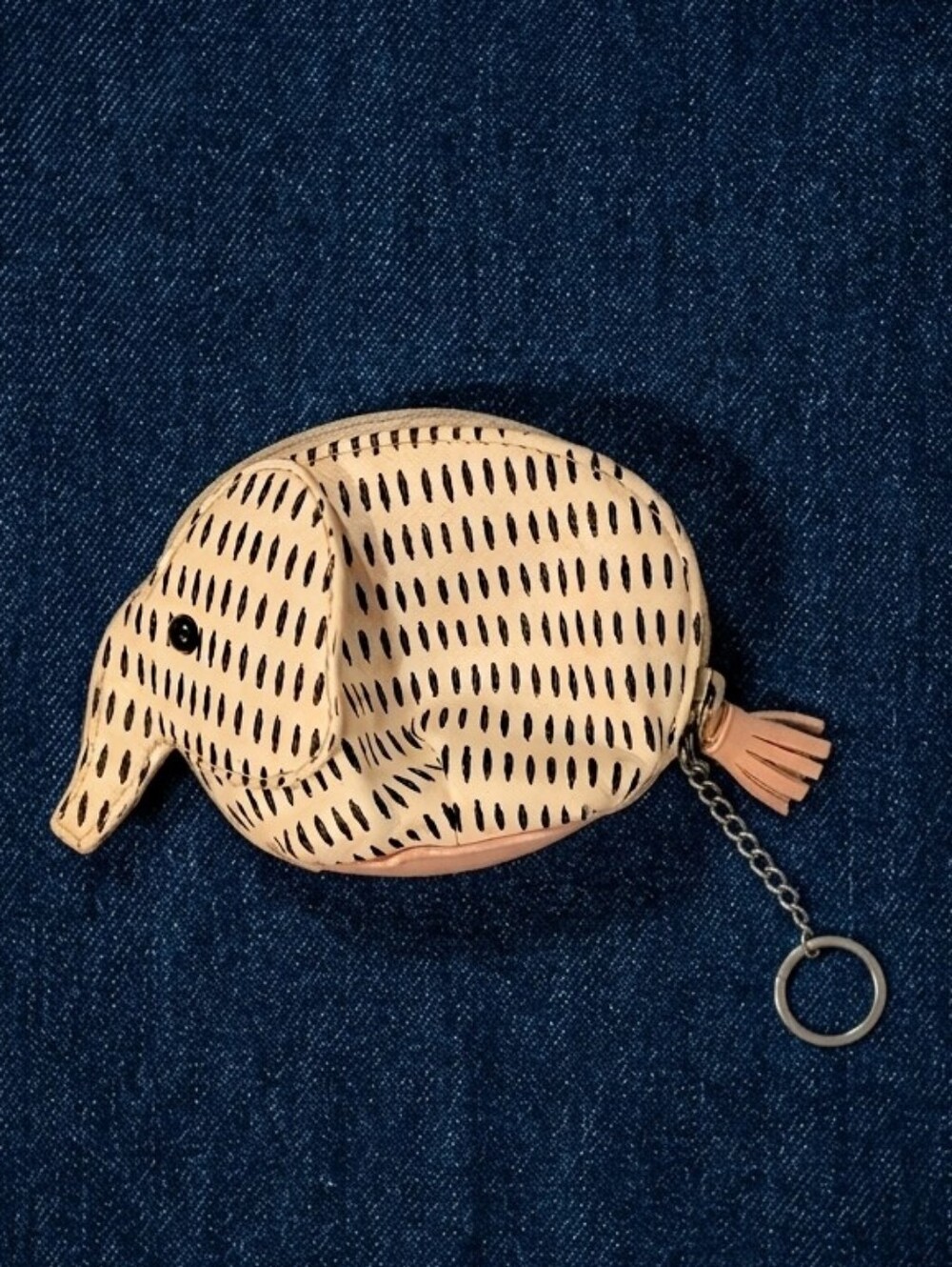 Relic Elephant Coin Pouch Keyring - White & Pink